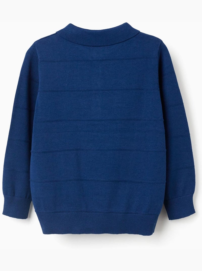 Jersey de punto de algodón con líneas en relieve Azul oscuro - Kiabi