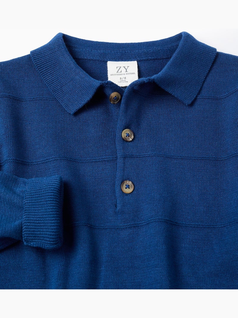 Jersey de punto de algodón con líneas en relieve Azul oscuro - Kiabi