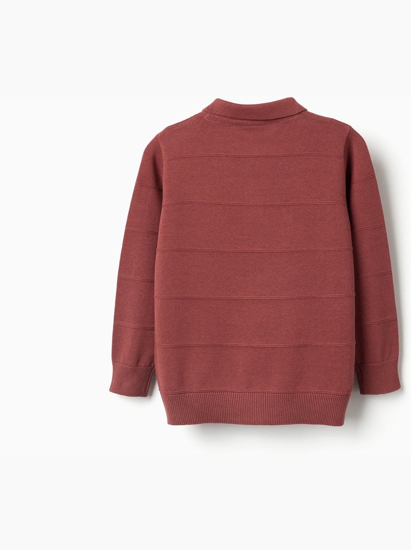 Jersey de punto de algodón con líneas en relieve Marrón - Kiabi