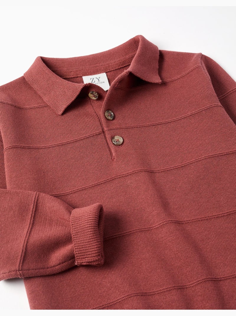 Jersey de punto de algodón con líneas en relieve Marrón - Kiabi