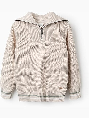 Jersey de punto de algodón con media cremallera B&S