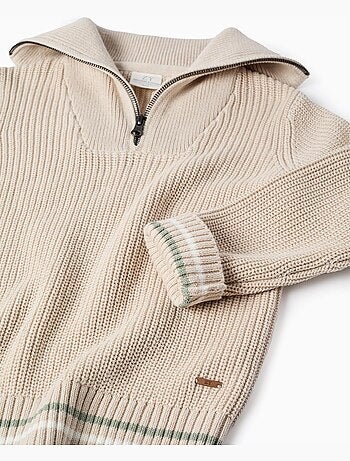 Jersey de punto de algodón con media cremallera B&S