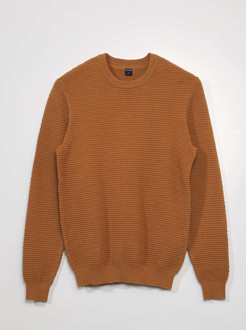 Jersey de punto de arroz tricotado MARRON - Kiabi