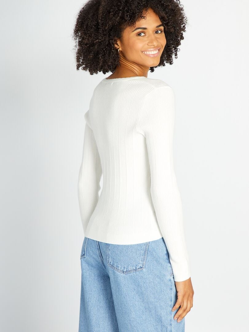 Jersey de punto de canalé BLANCO - Kiabi