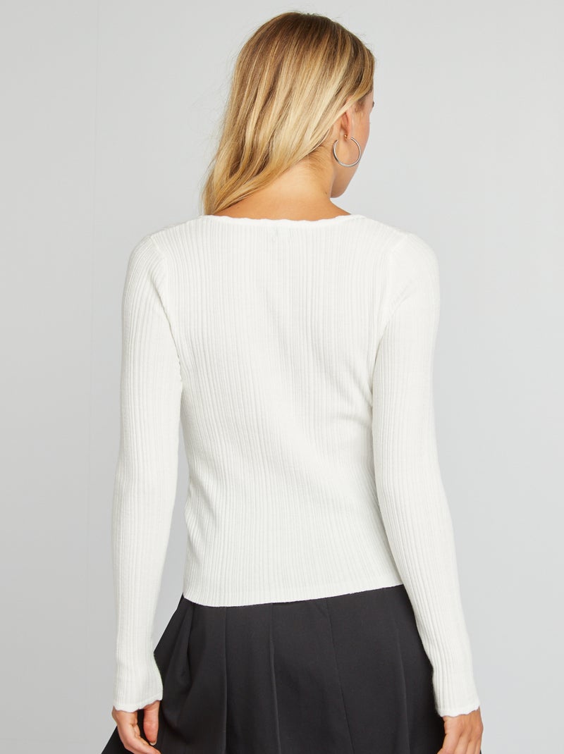 Jersey de punto de canalé BLANCO - Kiabi