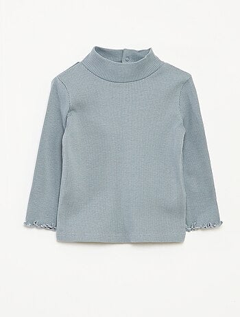 Jersey de punto de canalé con cuello alto