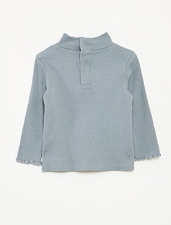 Jersey de punto de canalé con cuello alto