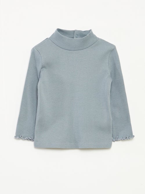 Jersey de punto de canalé con cuello alto - Kiabi