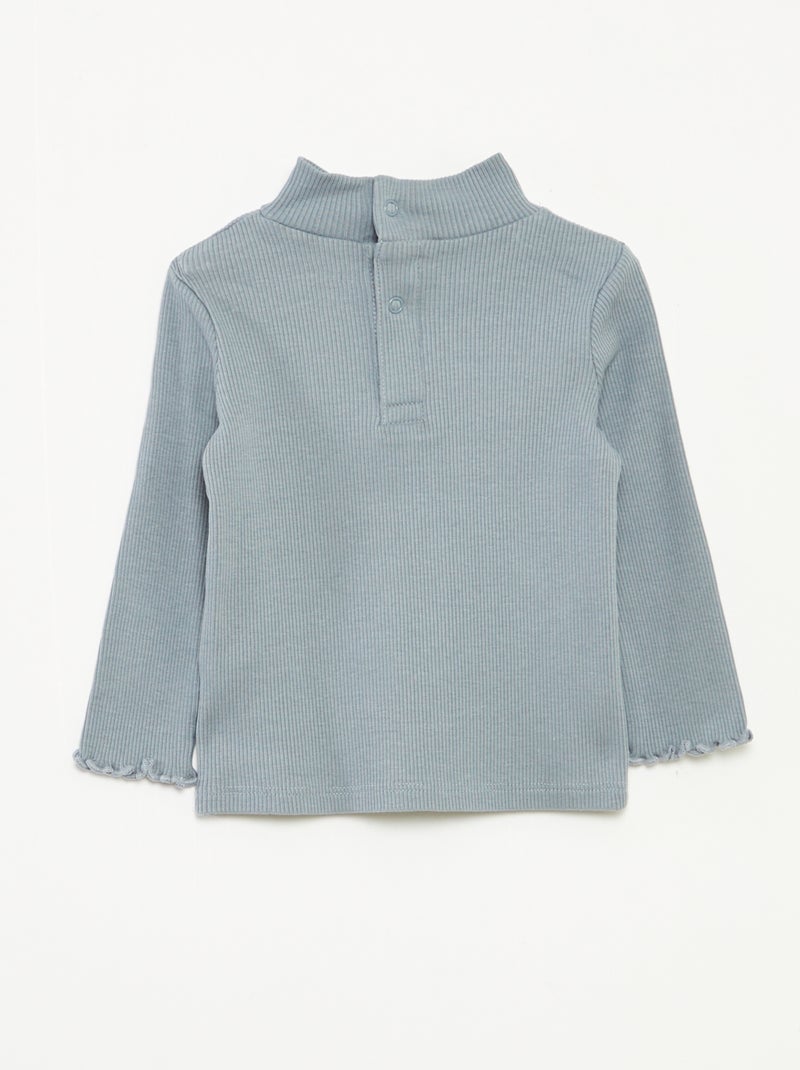 Jersey de punto de canalé con cuello alto Azul - Kiabi