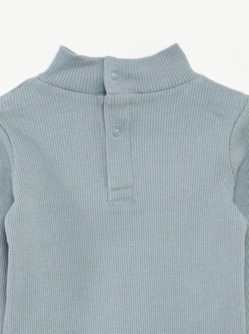 Jersey de punto de canalé con cuello alto Azul - Kiabi