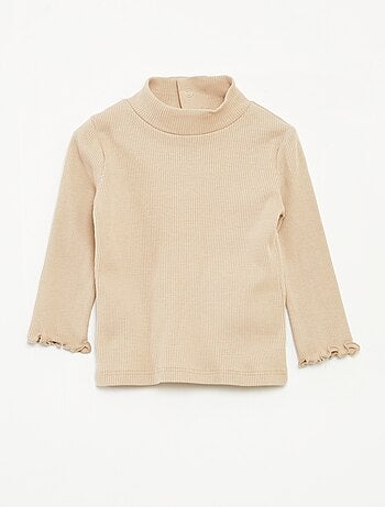 Jersey de punto de canalé con cuello alto