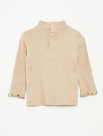 Jersey de punto de canalé con cuello alto