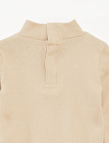 Jersey de punto de canalé con cuello alto