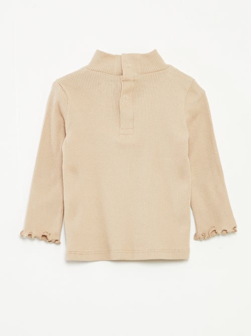 Jersey de punto de canalé con cuello alto - Kiabi