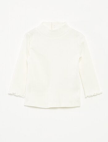 Jersey de punto de canalé con cuello alto
