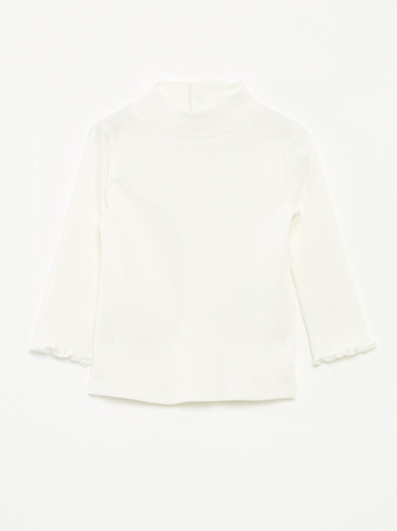 Jersey de punto de canalé con cuello alto Blanco - Kiabi