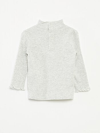 Jersey de punto de canalé con cuello alto