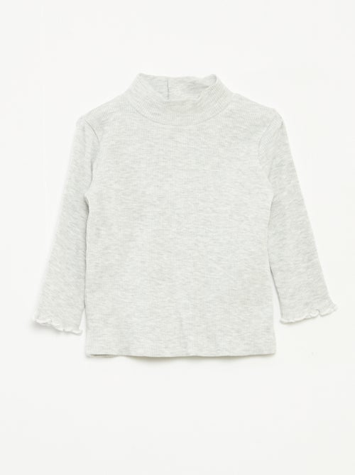 Jersey de punto de canalé con cuello alto - Kiabi