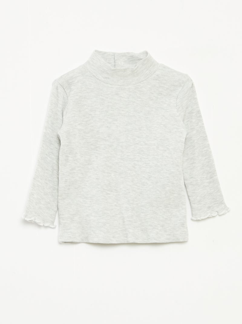 Jersey de punto de canalé con cuello alto Gris - Kiabi