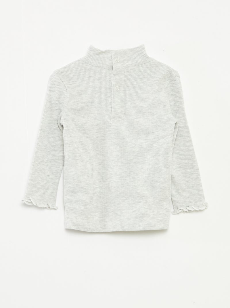 Jersey de punto de canalé con cuello alto Gris - Kiabi