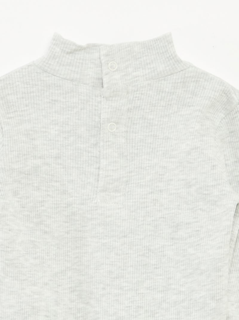 Jersey de punto de canalé con cuello alto Gris - Kiabi