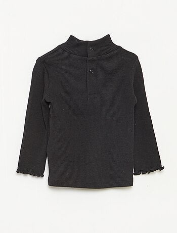 Jersey de punto de canalé con cuello alto