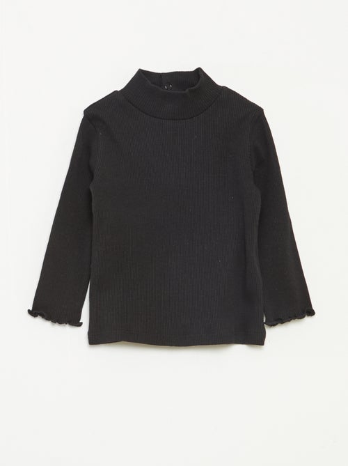 Jersey de punto de canalé con cuello alto - Kiabi