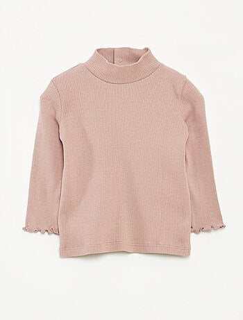 Jersey de punto de canalé con cuello alto