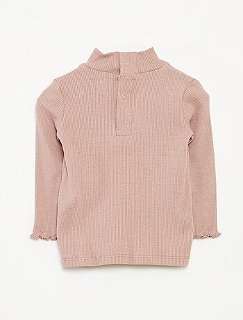 Jersey de punto de canalé con cuello alto