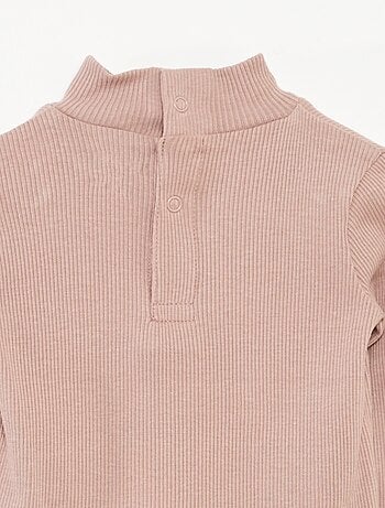 Jersey de punto de canalé con cuello alto