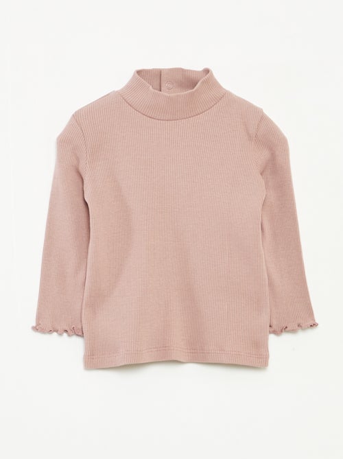 Jersey de punto de canalé con cuello alto - Kiabi