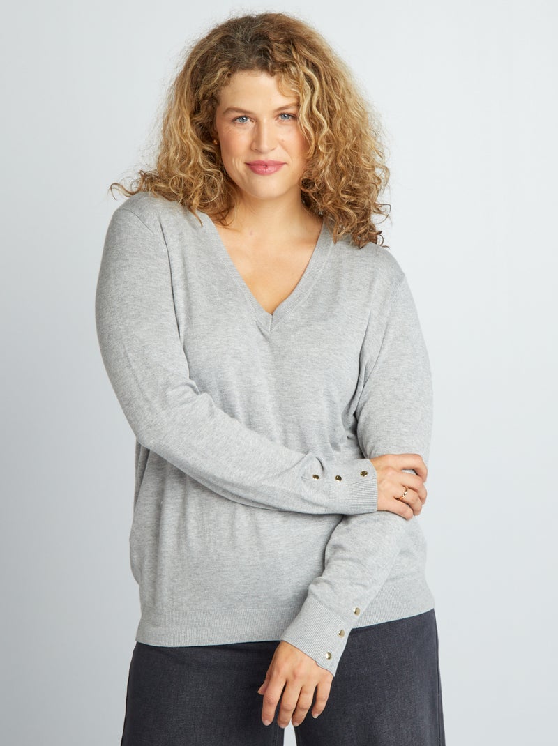 Jersey de punto de canalé GRIS - Kiabi