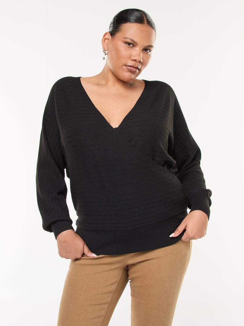 Jersey de punto de canalé Negro - Kiabi