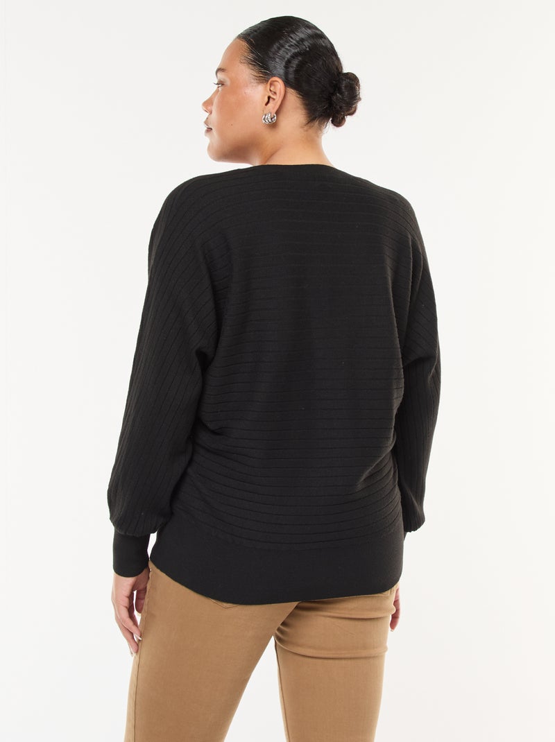 Jersey de punto de canalé Negro - Kiabi