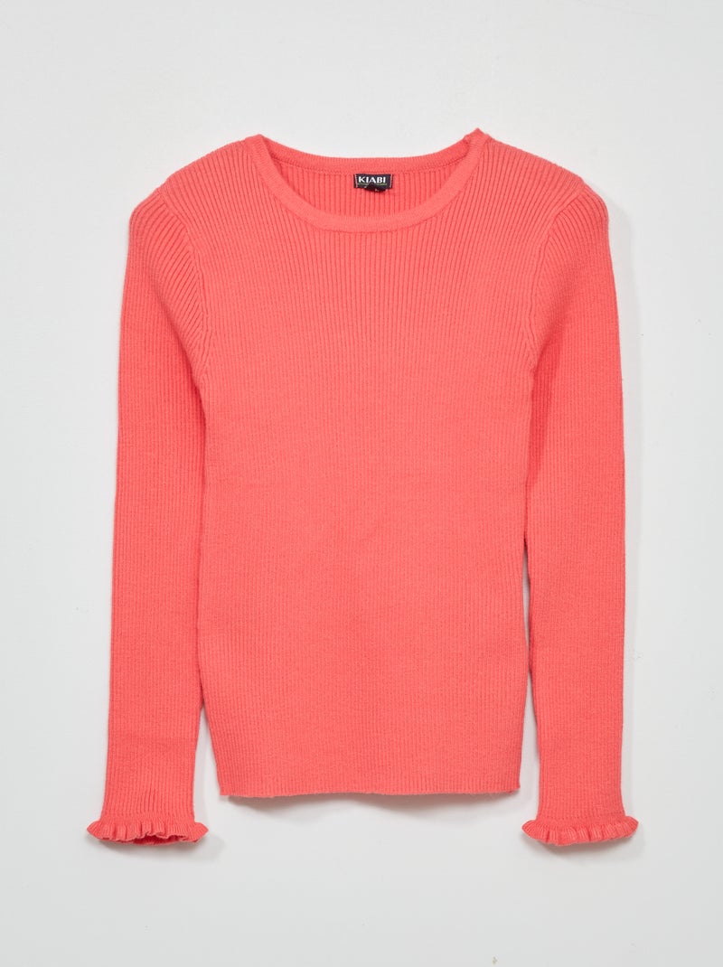 Jersey de punto de canalé Rosa - Kiabi