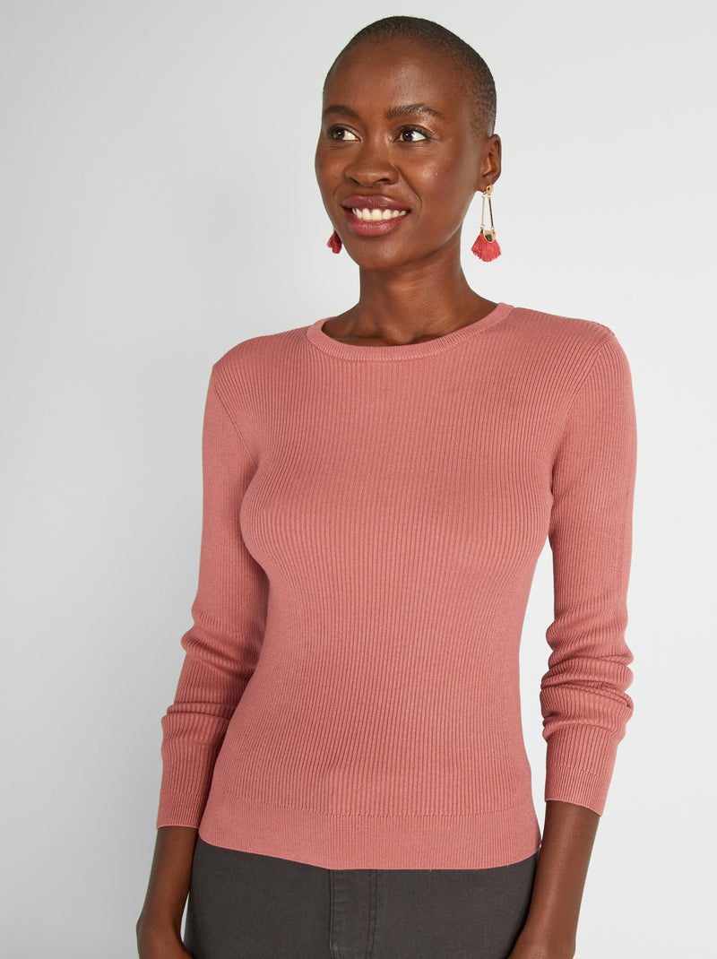 Jersey de punto de canalé ROSA - Kiabi