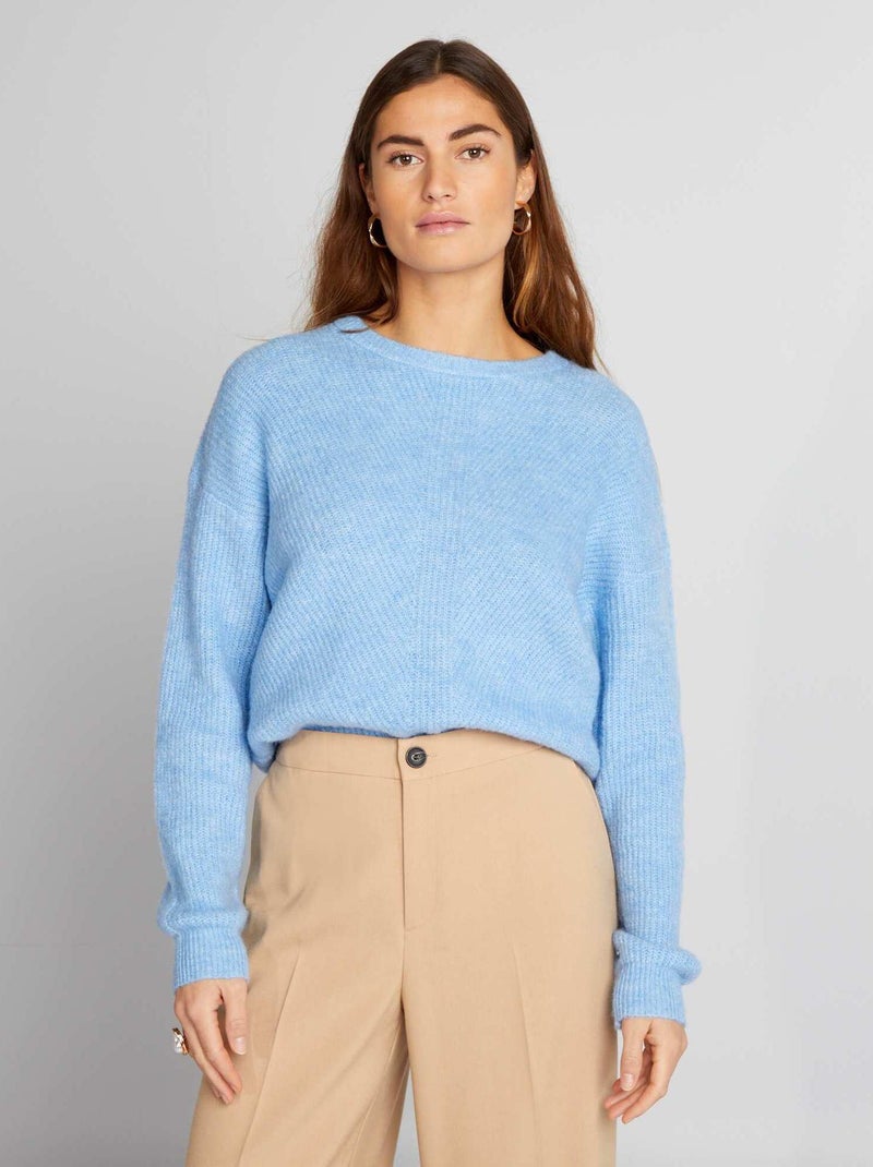 Jersey de punto de canalé suave AZUL - Kiabi