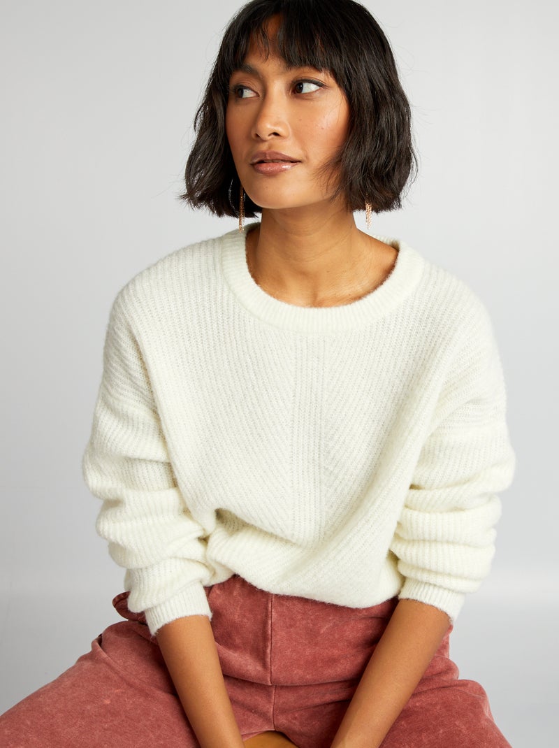 Jersey de punto de canalé suave BLANCO - Kiabi