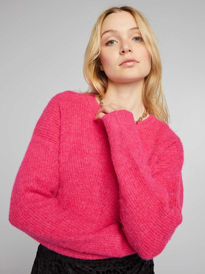 Jersey de punto de canalé suave ROSA - Kiabi