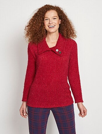 Jersey de punto de chenilla con cuello partido - Afibel