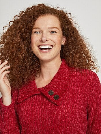 Jersey de punto de chenilla con cuello partido - Afibel