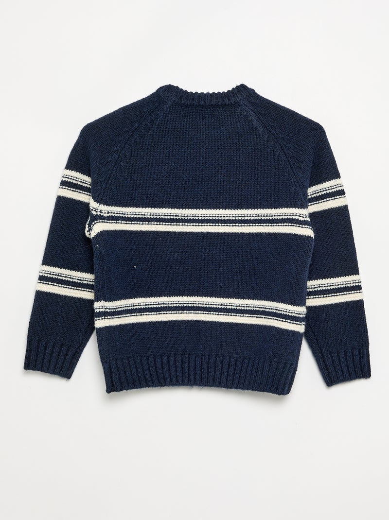 Jersey de punto de cuello redondo Azul - Kiabi