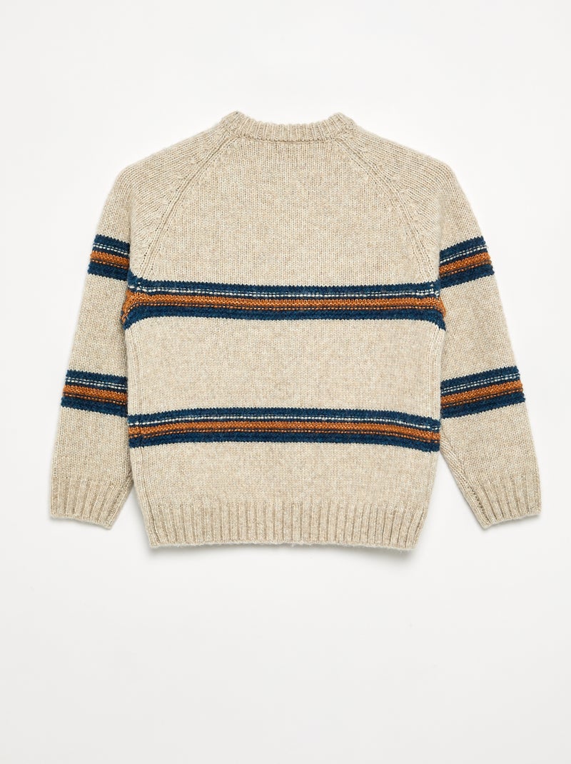 Jersey de punto de cuello redondo Beige - Kiabi