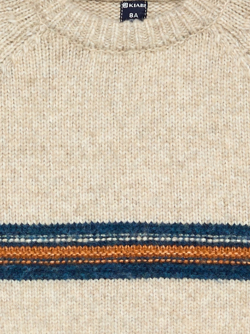 Jersey de punto de cuello redondo Beige - Kiabi