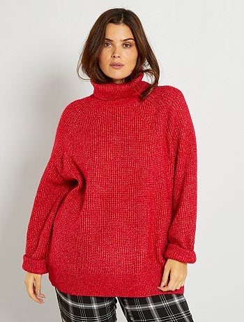 Suéter de manga larga para mujer, Jersey informal de cuello alto, talla  grande – MarketModa