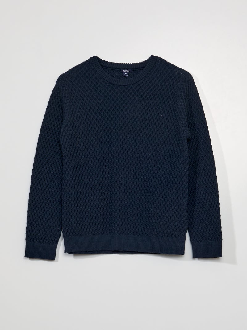 Jersey de punto de fantasía azul - Kiabi