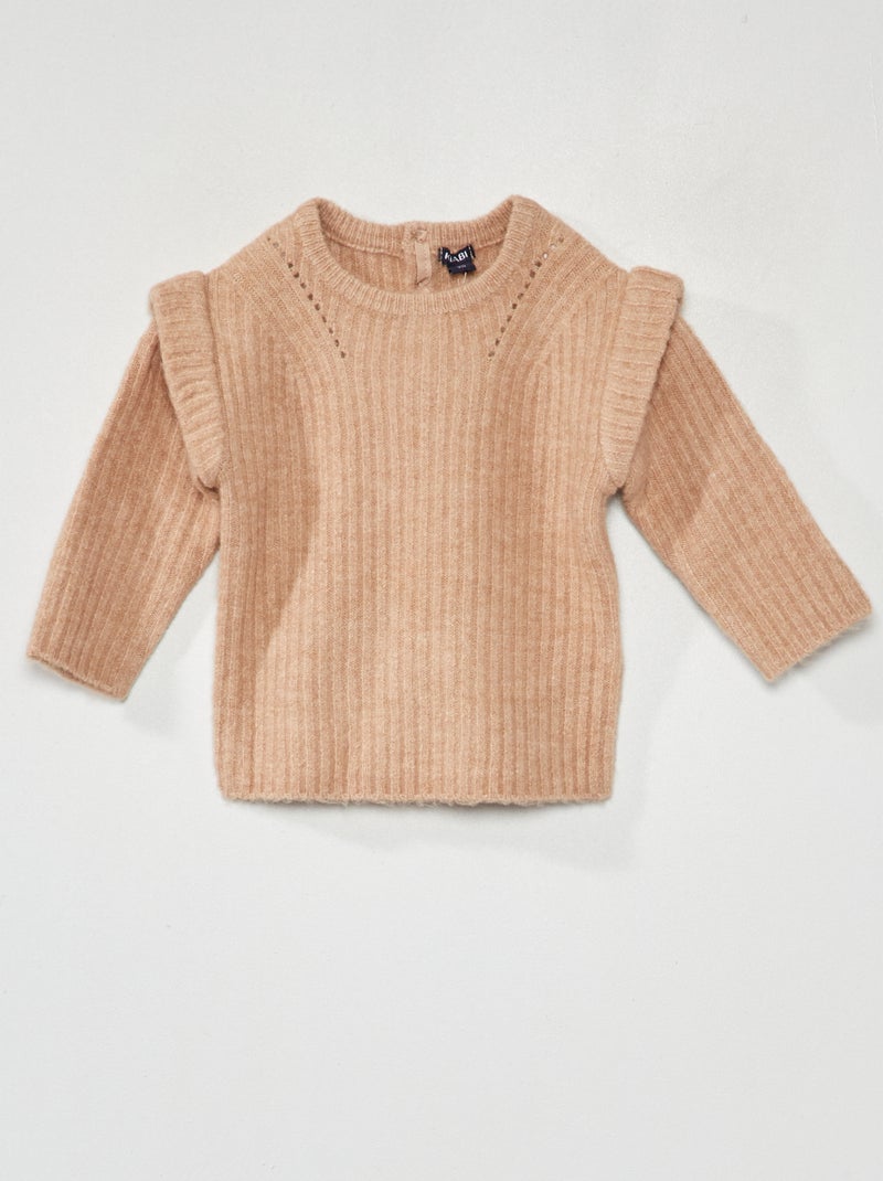 Jersey de punto de fantasía BEIGE - Kiabi