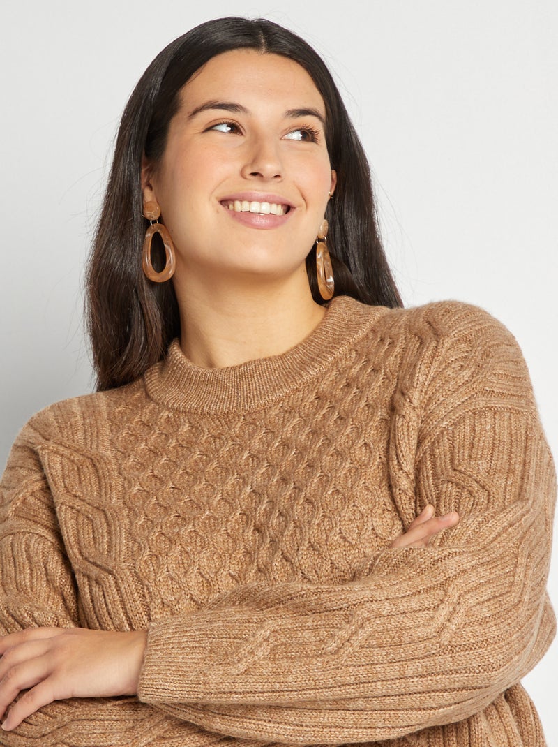 Jersey de punto de fantasía BEIGE - Kiabi