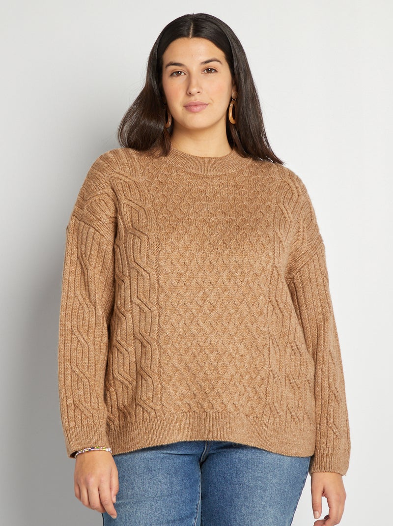 Jersey de punto de fantasía BEIGE - Kiabi