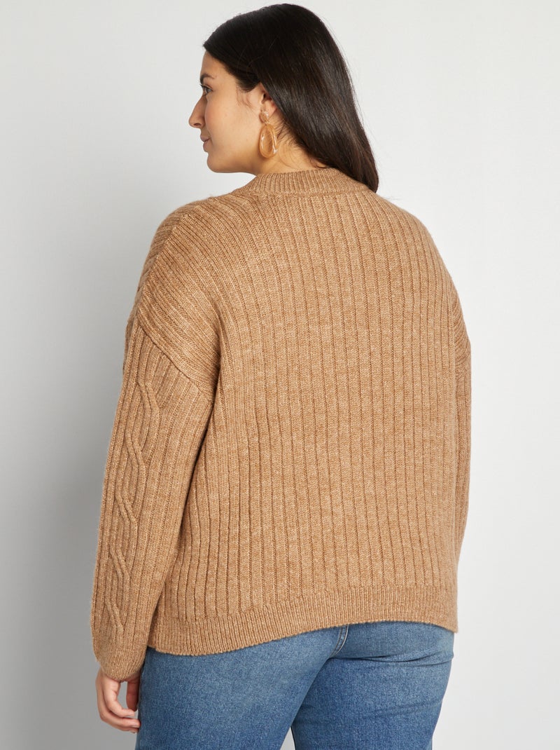 Jersey de punto de fantasía BEIGE - Kiabi